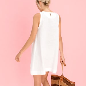 Short Linen Dress. White Linen Dress. Summer Dress. Sleeveless Linen Dress. Maternity Linen Dress.