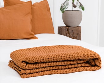 Burnt orange waffle blanket sale
