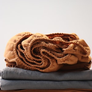 Linen bedding - linen fitted sheet in terracotta - Custom, queen bed sheet - Stonewashed linen fitted sheet - Organic bedding
