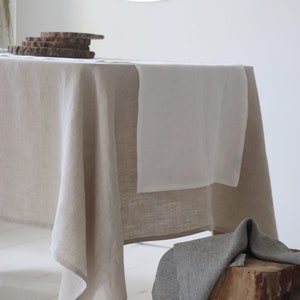 Linen table runners. Washed soft linen table runner in white. Softened linen runner. Table linens. Table decor. Handmade. image 3