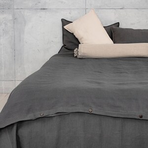 Stone Washed Linen Bedding in Gray. Linen Duvet Cover. Luxury Linen Bedding. Natural Linen Duvet Cover. image 4