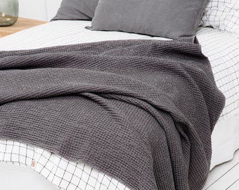 Bedspreads. Waffle Linen Bedspread. Waffle Bedspread. Throw Blanket On Bed. Gray Linen Queen Bed Throw. Luxury Throw Blanket. Couch Cover