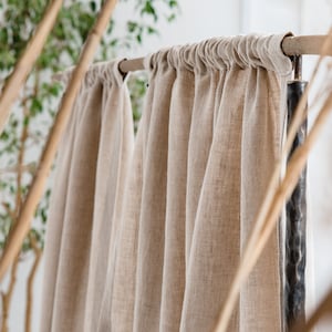 Natural Linen Curtains. Rod Pocket Linen Curtain Panel. Washed Linen Curtains. Semi Sheer Linen Drapes. Handmade Curtain. CUSTOM SIZE.