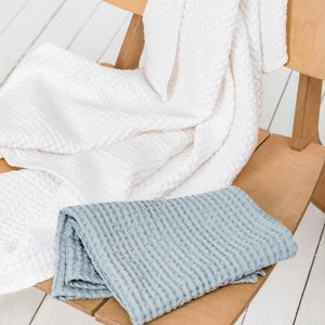 Waffle towel Waffle towel SET Linen bath towel Linen beach towel Sauna towel Face, body linen towels Bath linens Christmas gift image 1