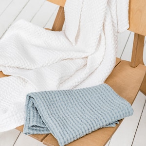 Waffle towel - Waffle towel SET - Linen bath towel - Linen beach towel- Sauna towel - Face, body linen towels - Bath linens - Christmas gift