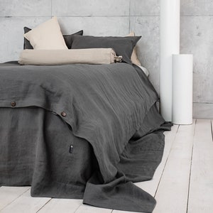 Stone Washed Linen Bedding in Gray. Linen Duvet Cover. Luxury Linen Bedding. Natural Linen Duvet Cover. image 1