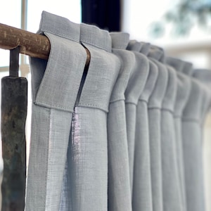 Tab top linen curtain panel (1 pcs). Semi sheer window or door curtain. Linen window curtain. Long Linen Curtain. Custom rod pocket drapes.