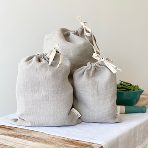 Linen storage bag. Linen bread keeper. Linen bread bag. Reusable linen bag. Washed soft linen bag for nuts. Christmas gift.