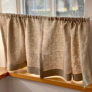 Simple Natural Linen Curtain. Café Curtains. Farmhouse Kitchen Curtains. Window Panel Kitchen Curtain. Custom Curtain Panel.