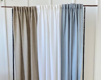 Tab top linen curtain panel (1 pcs). Semi sheer window or door curtain. Linen window curtain. Long Linen Curtain. Custom rod pocket drapes.