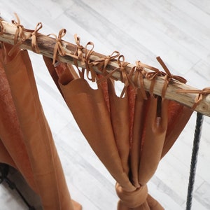 Linen Curtain Panel - Tie Top Pure Linen Curtains - Custom Linen Drapes - Kitchen Curtains - Bedroom Linen Curtains - Natural Linen Curtains