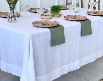 Rustic linen tablecloth. Heavier linen table cloth. Linen rectangular, square, custom size tablecloth. Table décor.