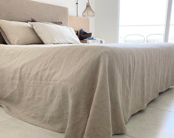 Bedspreads. Natural Linen Bedspread. Linen Couch Cover. Linen Coverlet. Slipcover. Linen Bedding.