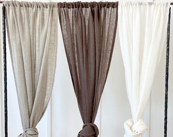 54"/138 Cm Wide Lightweight Linen Curtain, Rod Pocket Linen Sheer Curtain, Transparent Linen Drape, Linen Gauze curtains, Light Drapery