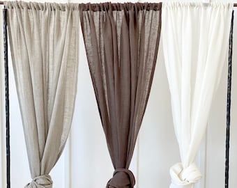 54"/138 Cm Wide Lightweight Linen Curtain, Rod Pocket Linen Sheer Curtain, Transparent Linen Drape, Linen Gauze curtains, Light Drapery