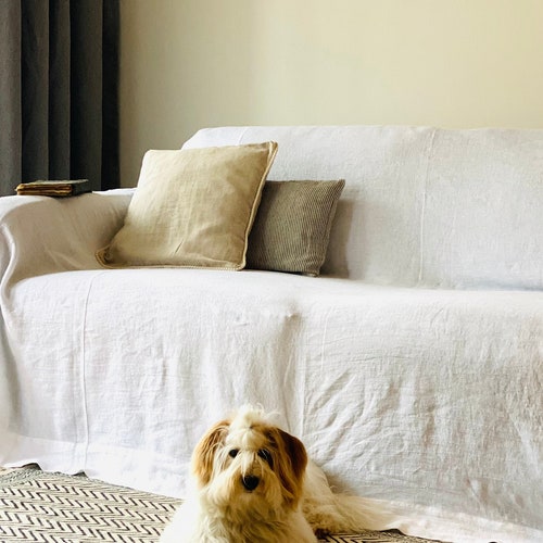 Linen Slipcover for Sofa. Linen Couch Cover. White Linen Etsy