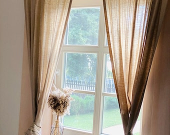 Linen Curtains in 3 colors. Semi Sheer Linen Curtain Panel. Curtains For Bedroom. Luxury Rod Pocket Drapes. Custom Curtain Panel.