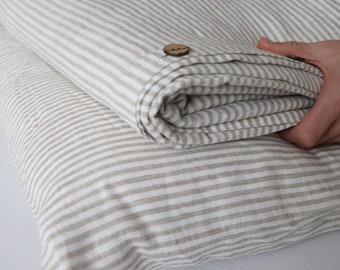 Striped linen bedding set - Striped linen bedding - Linen duvet cover set - Linen duvet cover with 2 pillowcases - Queen, king, custom size