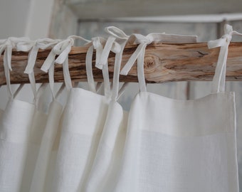 Tie Top Linen Curtain Panel. Linen Drapes. Linen Window Panel. Washed Linen Curtains. Custom Linen Curtain. Kitchen Curtain. Bedroom Curtain