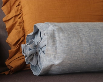 Linen bolster cover | Etsy Half Bolster pillow case linen pillow