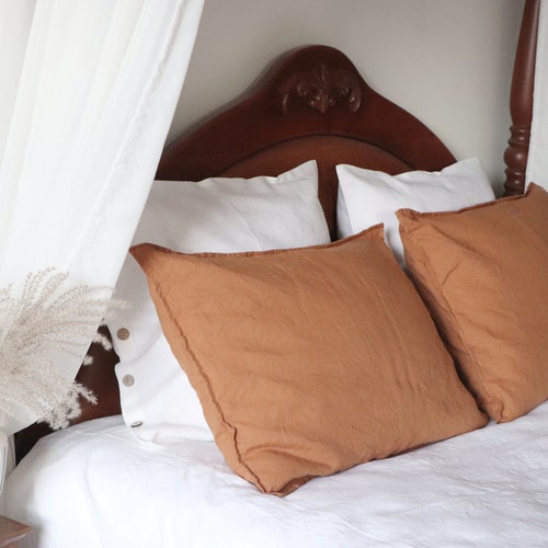 Pure Linen Pillow Cover Terracotta Linen Pillowcase Etsy