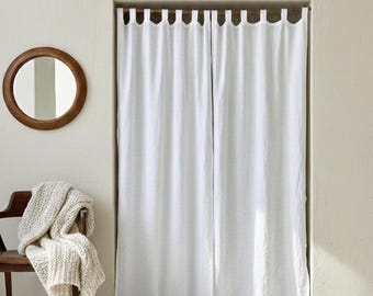 Cortinas de linho artesanais com ilhós – Painel de cortina de linho natural – Cortinas semitransparentes sob medida – Decoração rústica para janelas em estilo boho/fazenda