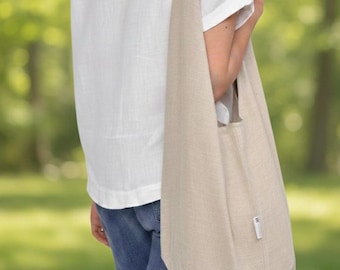 Handmade White Linen Tote Bag – European Stonewashed Shoulder Bag - Summer Linen Hand Bag - Linen Beach Bag - Washed Linen Bag For Summer.