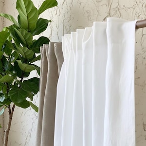 Back Tab Linen Curtain Panel - Semi Sheer - Custom Length Curtain Drapes - Handmade Window Drapery