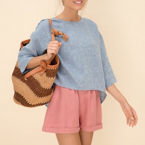 Oversized Linen Top With Sleeves. Various colors. Oversize Linen Shirt. Loose Linen Top. image 5