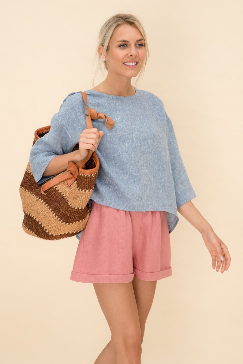 Oversized Linen Top With Sleeves. Various colors. Oversize Linen Shirt. Loose Linen Top. image 5