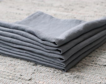 Linen napkins SET of 2 -4 - 6 -8 - 10 - Stone Washed Linen Napkins in gray blue - Handmade linen napkins - Table linen decor - Gift