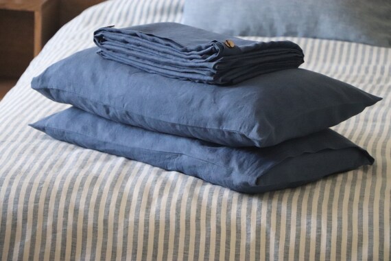 3 pieces Linen Set with ties Linen Bedding Set 2 Pillowcases Linen Bedding, Duvet Covers