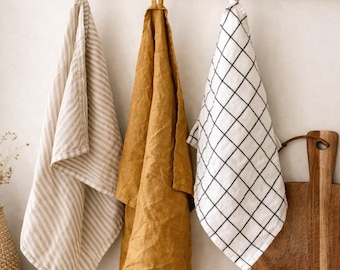 Soft Linen Tea Towel - Washed Linen Kitchen Towel – Stonewashed European Dishcloth - Different Colors Natural Towels