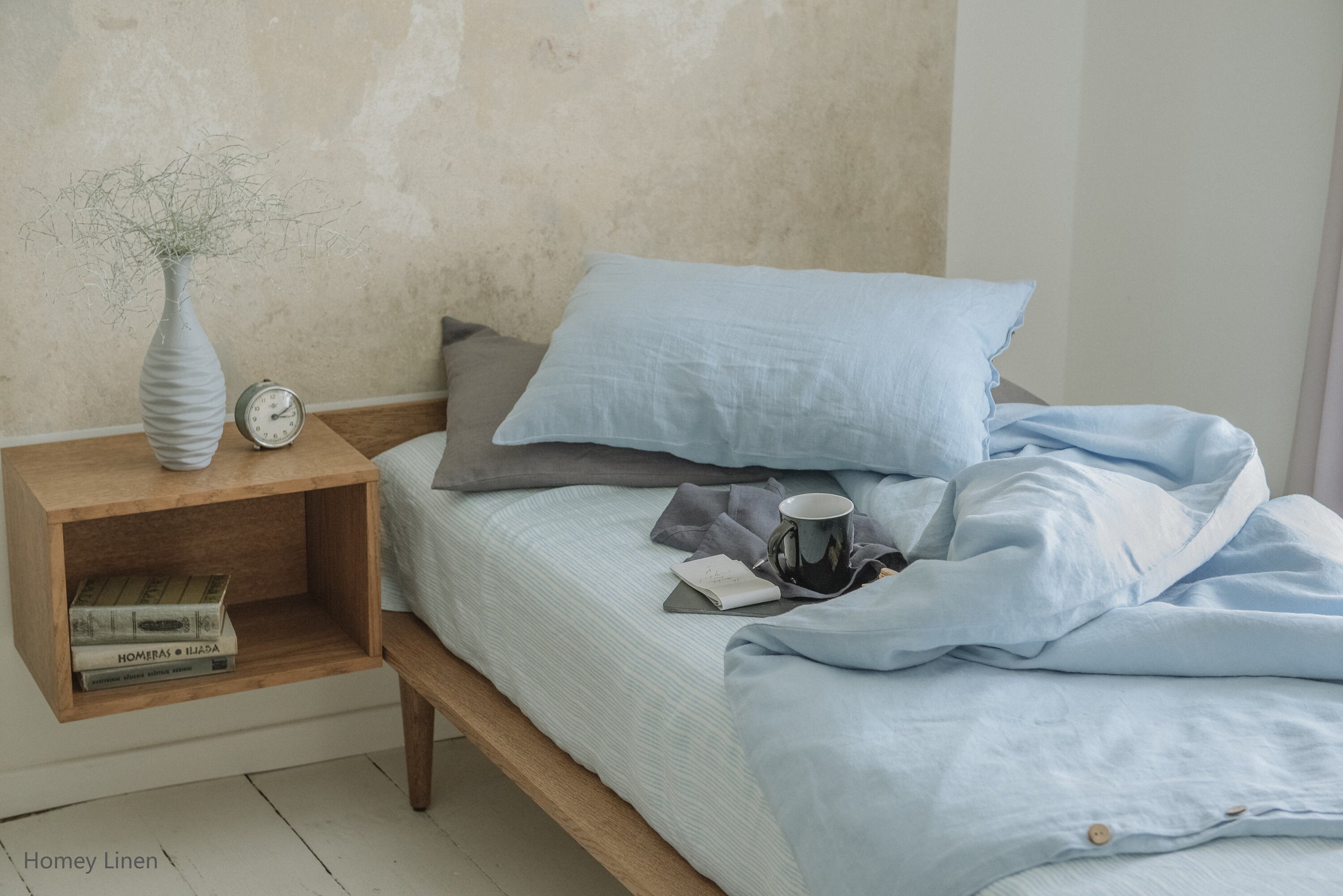 Linen Bedding SET Light Blue Linen Bedding Linen Bedding Etsy