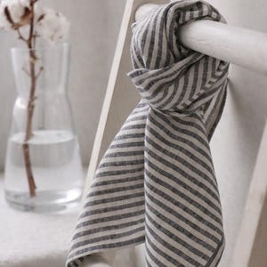 Linen Kitchen Towel - Stonewashed Striped Linen Tea Towel, Handmade European Kitchen Hand Towel, Quick Drying European Flax Dish Cloth