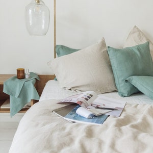 Natural Linen Pillowcase, Soft Stonewashed Linen, Envelope Closure, Natural Linen Bedding, Linen Pillow Cover image 4