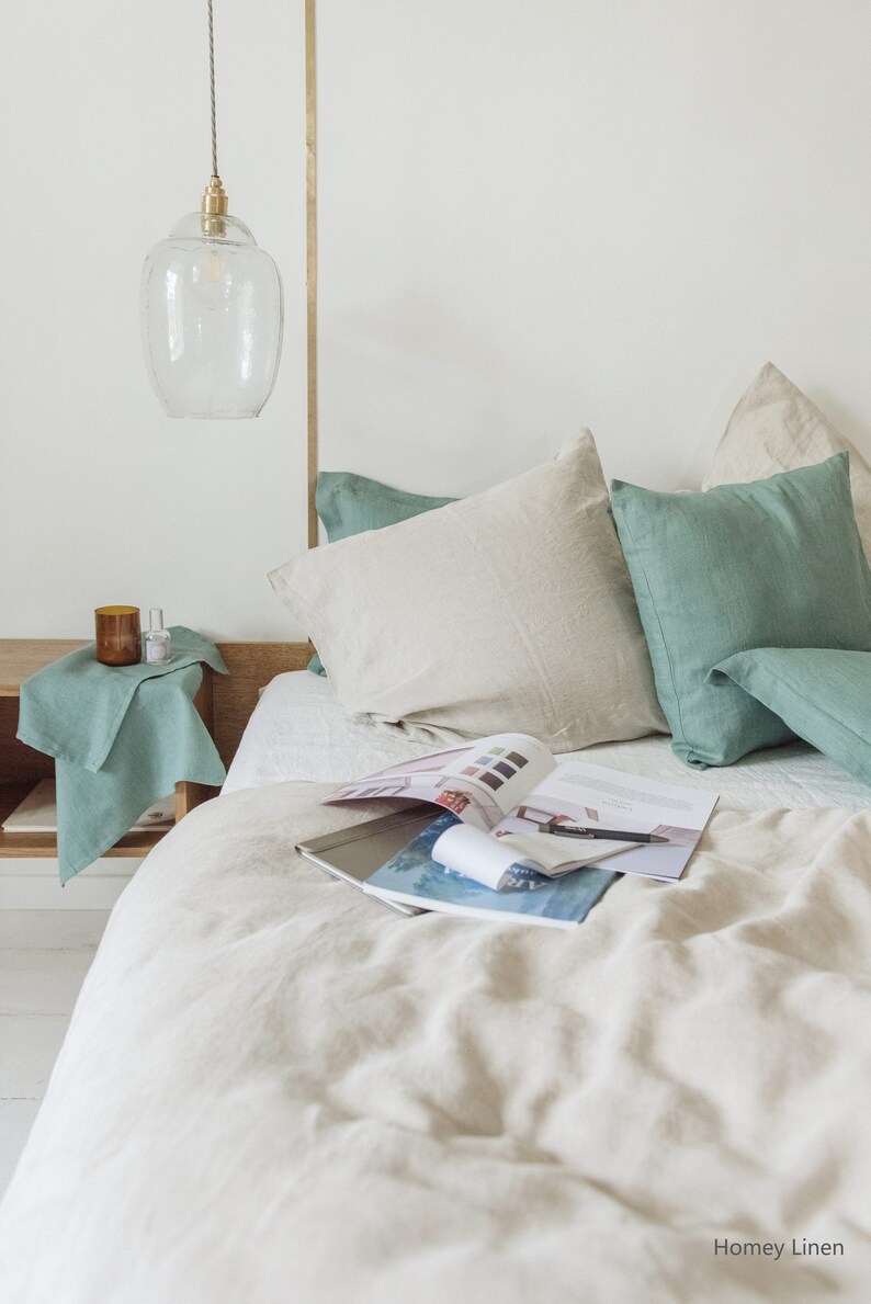 Natural Linen Pillowcase, Soft Stonewashed Linen, Envelope Closure, Natural Linen Bedding, Linen Pillow Cover image 4
