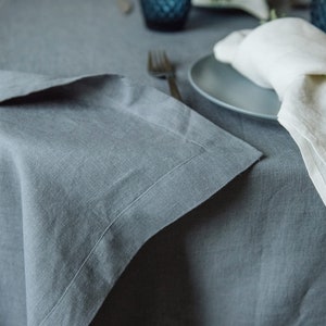 Washed linen tablecloths in blue gray Round linen tablecloth Handmade tablecloth Table décor Linen tablecloth Custom tablecloth image 4