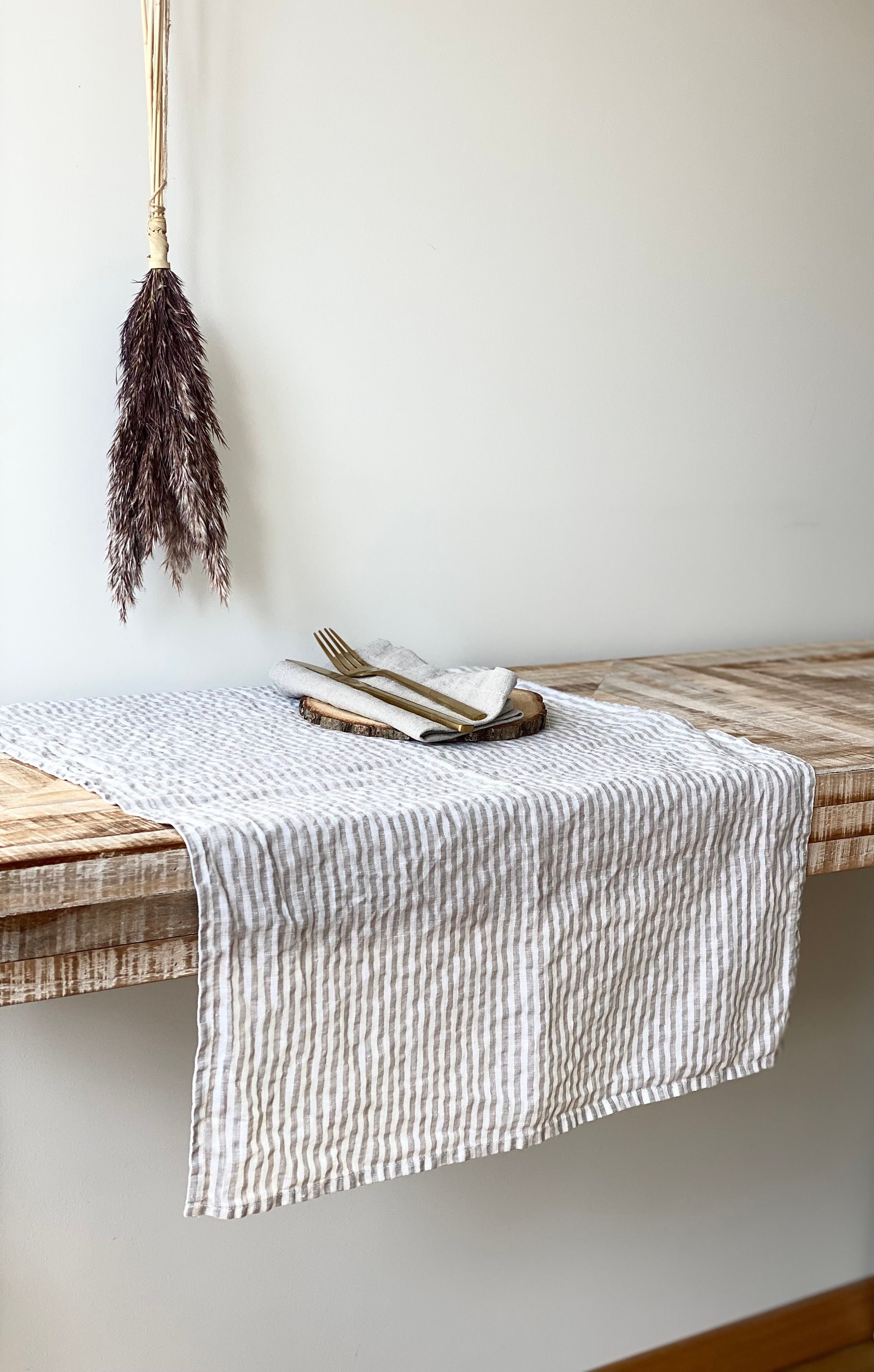 Linen Table Runner - Handmade Linen Table Runner - Natural Table Decor - Stonewashed Linen Custom Size Runner - Wedding Linen Runner