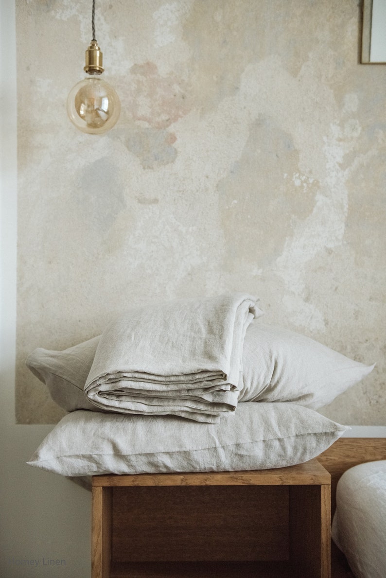 Natural Linen Pillowcase, Soft Stonewashed Linen, Envelope Closure, Natural Linen Bedding, Linen Pillow Cover image 2