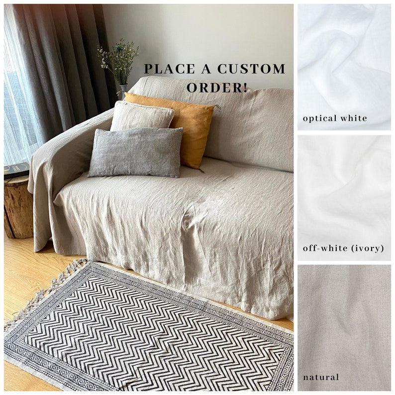 Linen Sofa Cover. Linen Couch Cover. Natural Linen Bedspread. Etsy