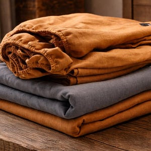 Stonewashed Linen Fitted Sheet - Pure Lithuanian Linen - Various Colors - Soft Breathable  Linen Bedding - Queen King Natural Linen Sheet