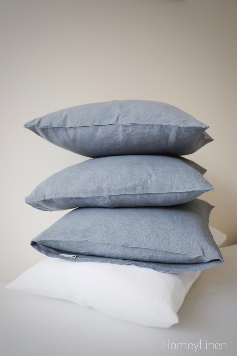 Linen Pillowcase in Gray Blue. Softened Washed Linen Pillow Etsy