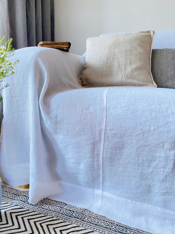 Linen Couch Cover. Natural Sofa Cover. Big Bed Cover. Sectional Couch  Cover. Linen Couch Throw. 