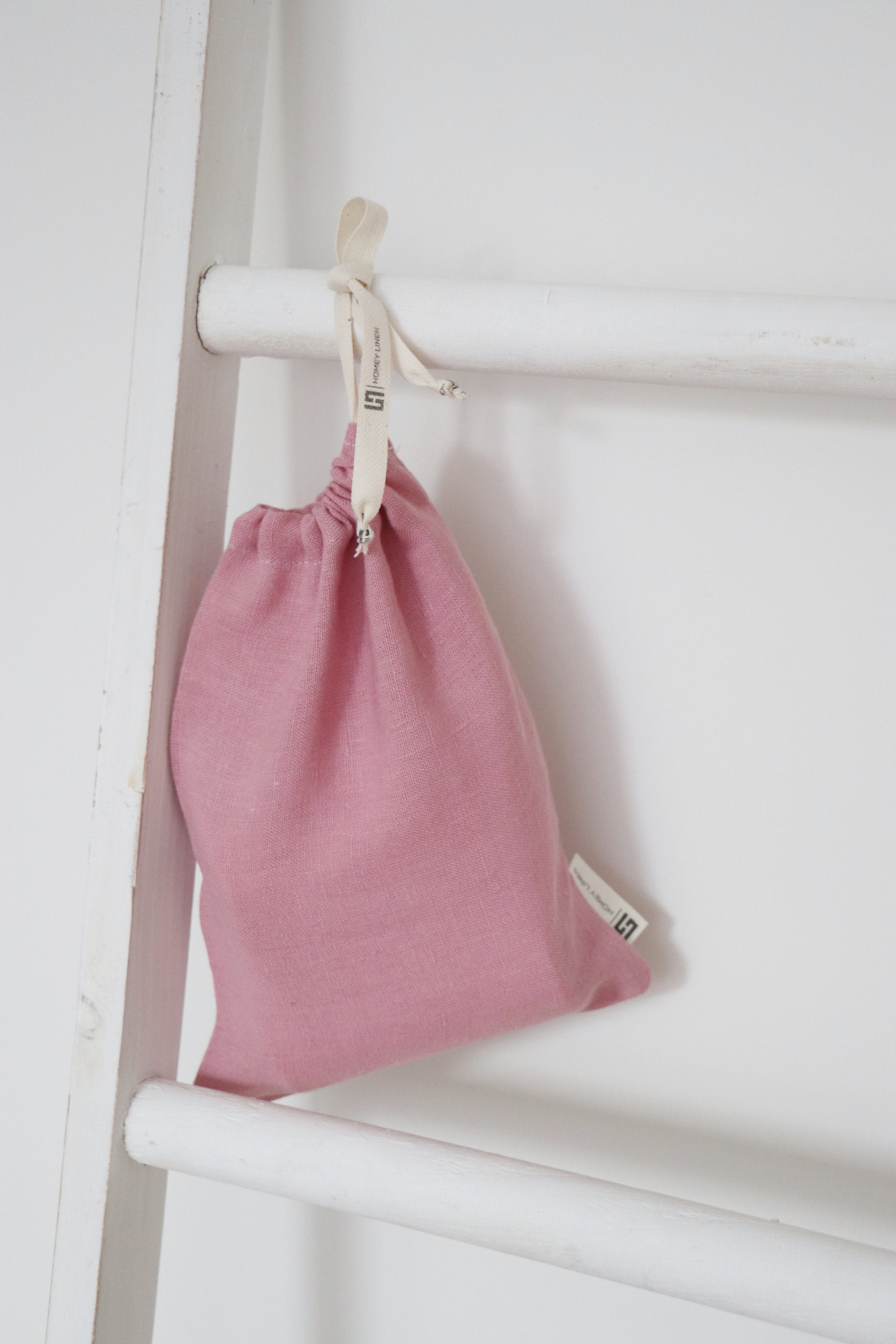Linen Bread Bag. Pink Zero Waste Reusable Produce Bags. Linen - Etsy