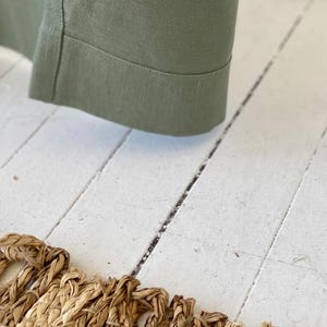 Cortinas de linho verde musgo com efeito lavado, painéis de cortina de linho com bolso para varão, cortinas de linho macias para quarto, decoração rústica para sala de estar. imagem 3