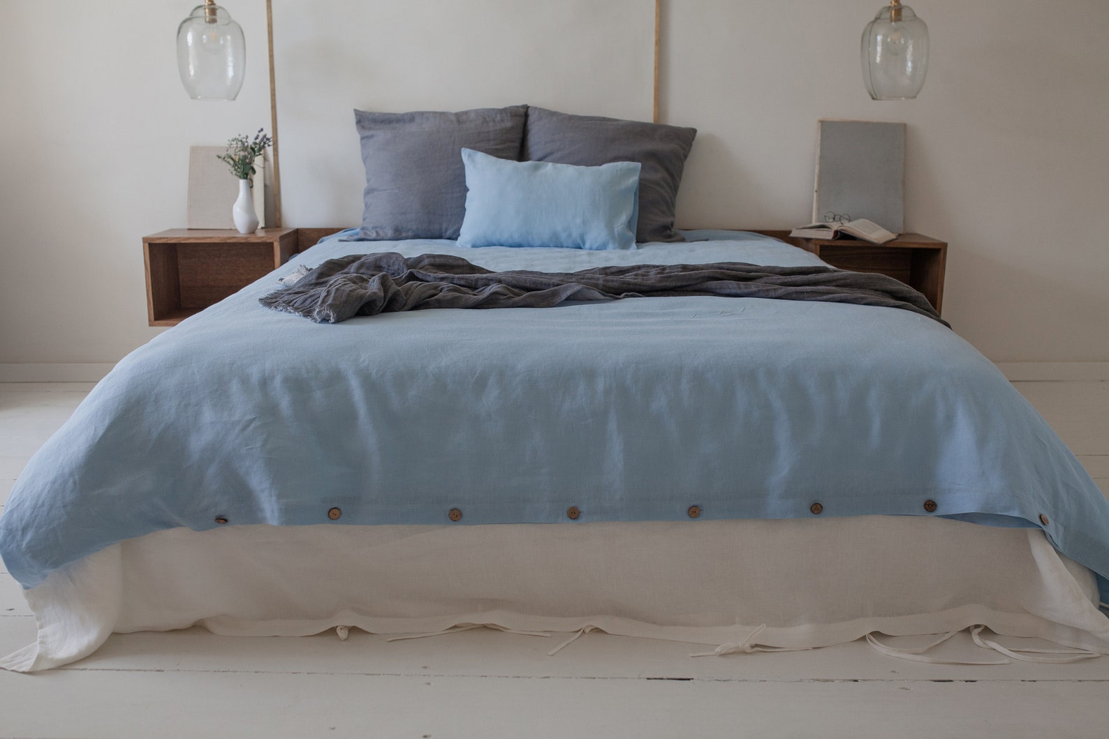 Linen Bedding SET Light Blue Linen Bedding Linen Bedding Etsy