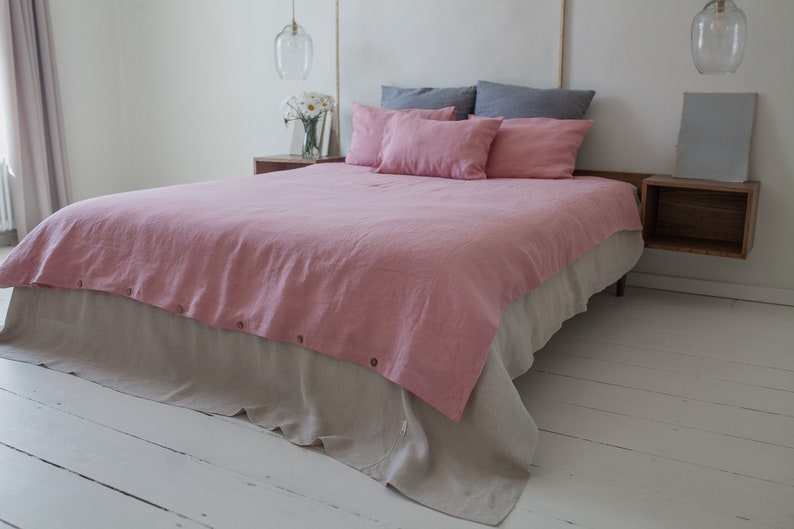 Linen Duvet Cover Pure Linen Pink Duvet Cover King Queen Etsy