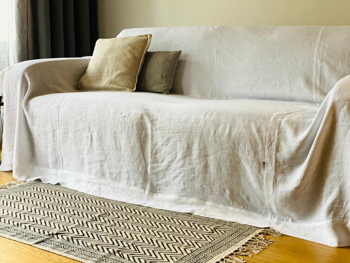 Linen Slipcover for Sofa. Linen Couch Cover. White Linen Etsy