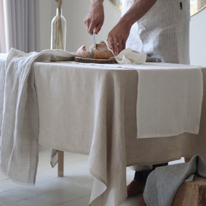 Linen table runners. Washed soft linen table runner in white. Softened linen runner. Table linens. Table decor. Handmade. image 7